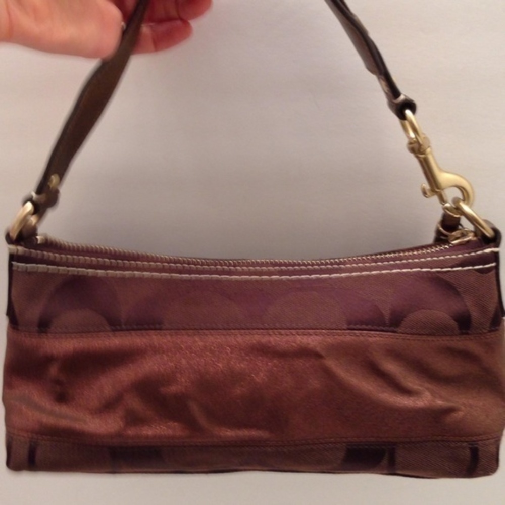 COACH Brown Metallic sig C with stripe bag